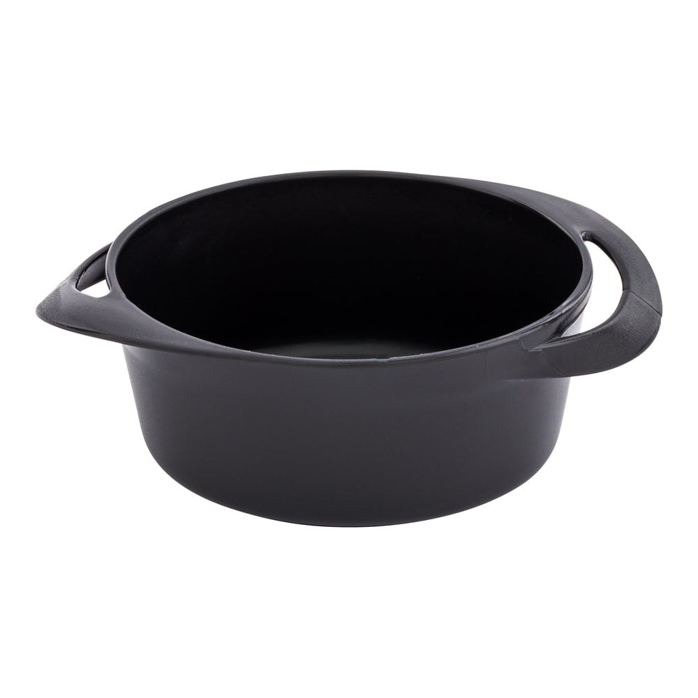 Mini Serve 100 3 oz Round Black Plastic Mini Infinity Pots and 100 Silver Plastic 4" Mini Spoons