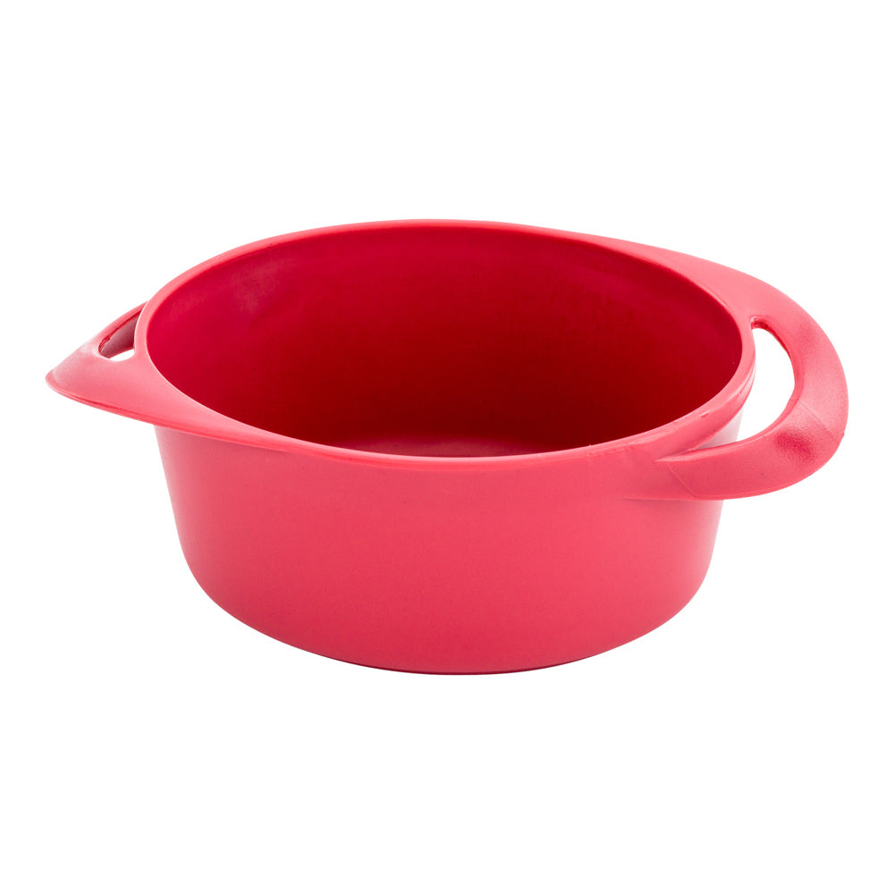 Mini Serve 100 3 oz Round Red Plastic Mini Infinity Pots and 100 Silver Plastic 4" Mini Spoons