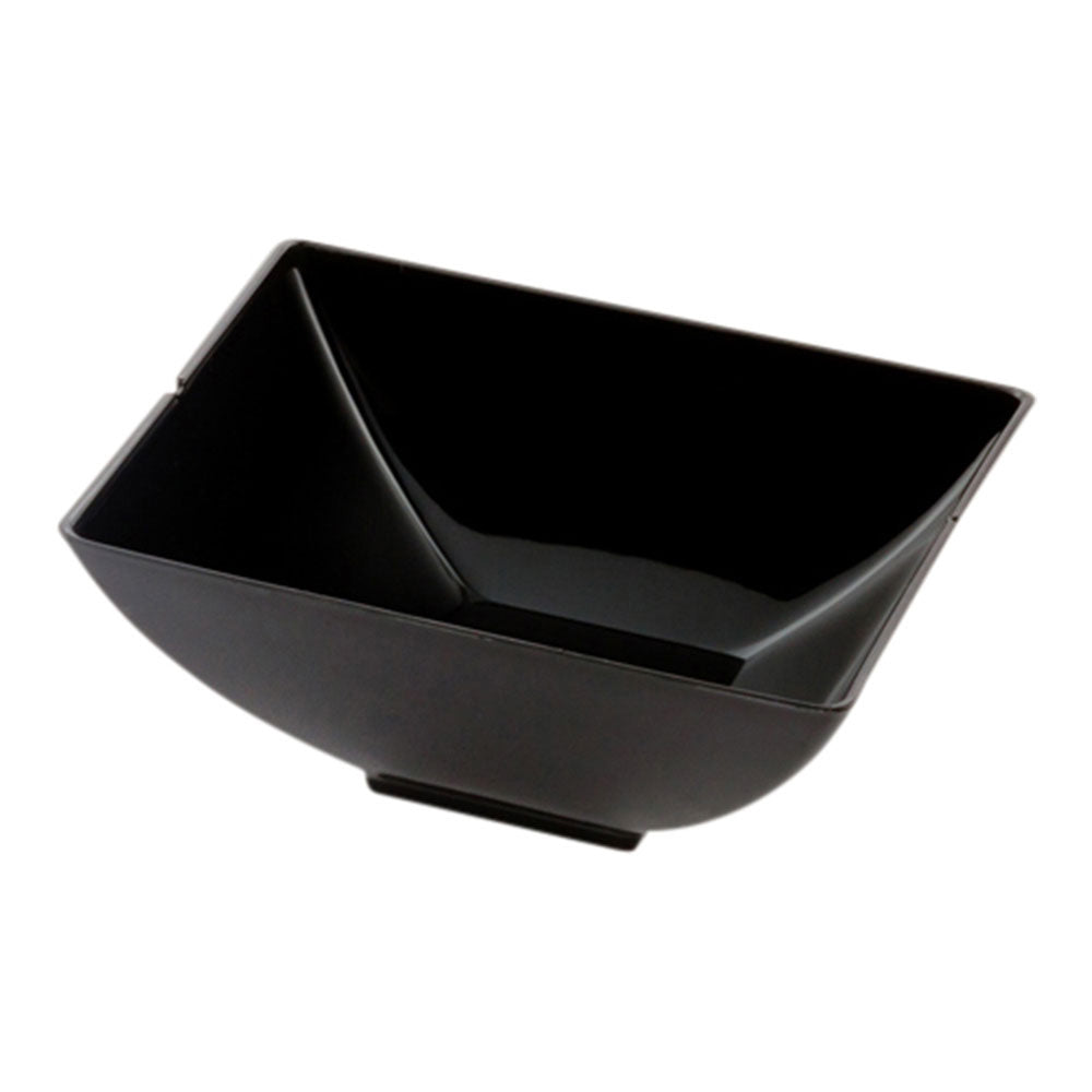 Mini Serve 100 3 oz Rectangle Black Plastic Small Architetto Bowls and 100 Silver Plastic 4" Mini Spoons