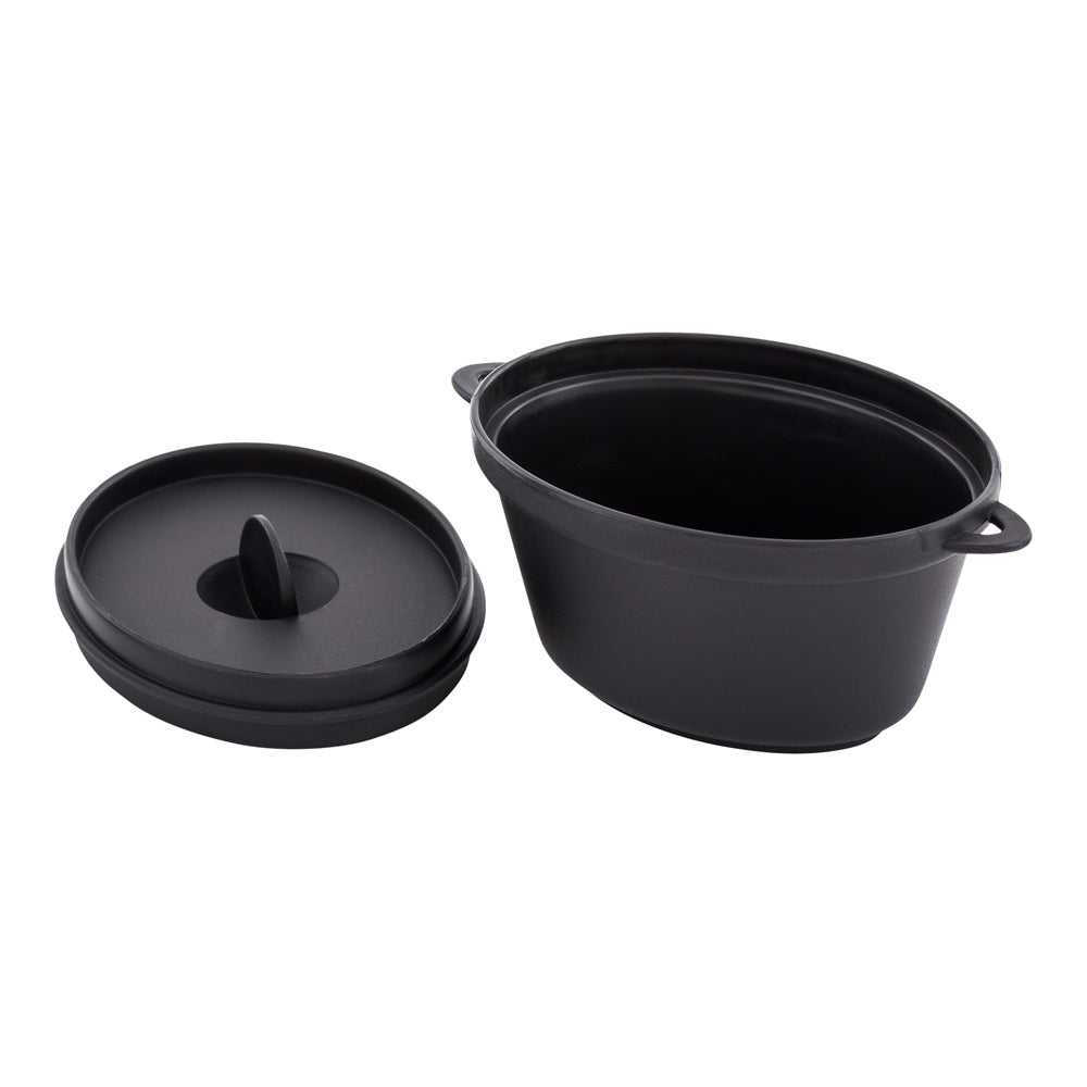 Mini Serve 100 3 oz Oval Black Plastic Mini Kettle Dish and 100 Silver Plastic 4" Mini Spoons