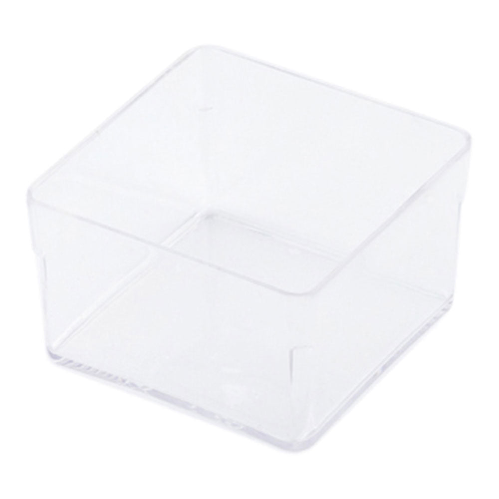Mini Serve 100 2 oz Square Clear Plastic Short Quadrato Cups and 100 Silver Plastic 4" Mini Spoons