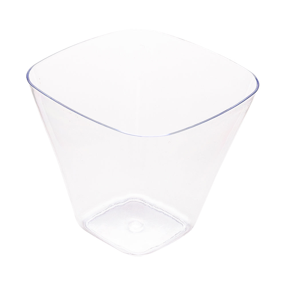 Mini Serve 100 4 oz Square Clear Plastic Bellissima Tasting Cups and 100 Silver Plastic 4" Mini Spoons