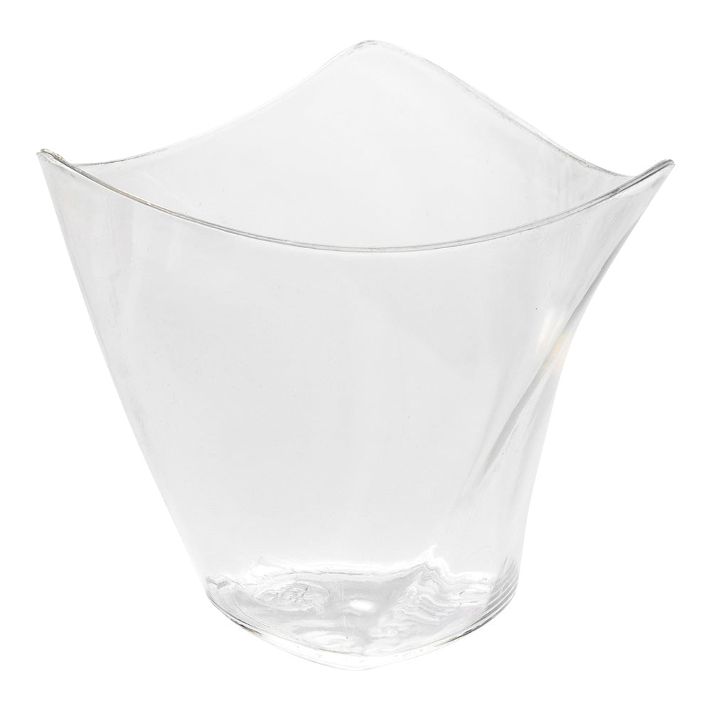 Mini Serve 100 4 oz Clear Plastic Mini Crescendo Cups and 100 Silver Plastic 4" Mini Spoons