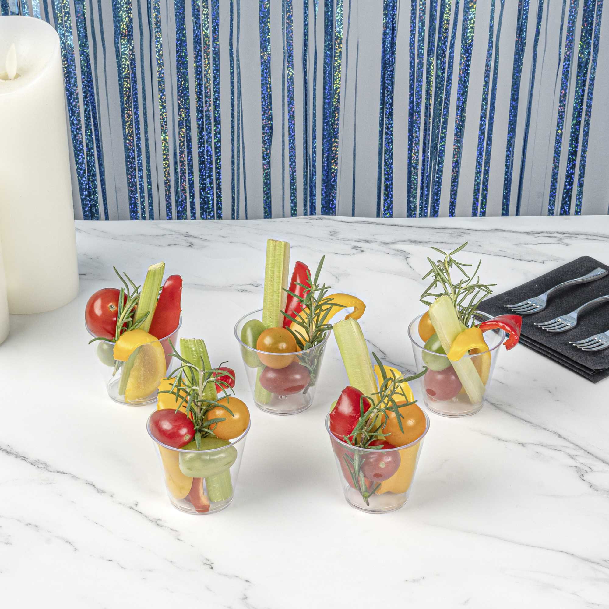 Mini Serve 100 4 oz Round Clear Plastic Arco Dessert Cups and 100 Silver Plastic 4" Mini Spoons