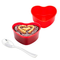 Mini Serve 100 5 oz Red Plastic Mini Heart Cups and 100 Silver Plastic 4