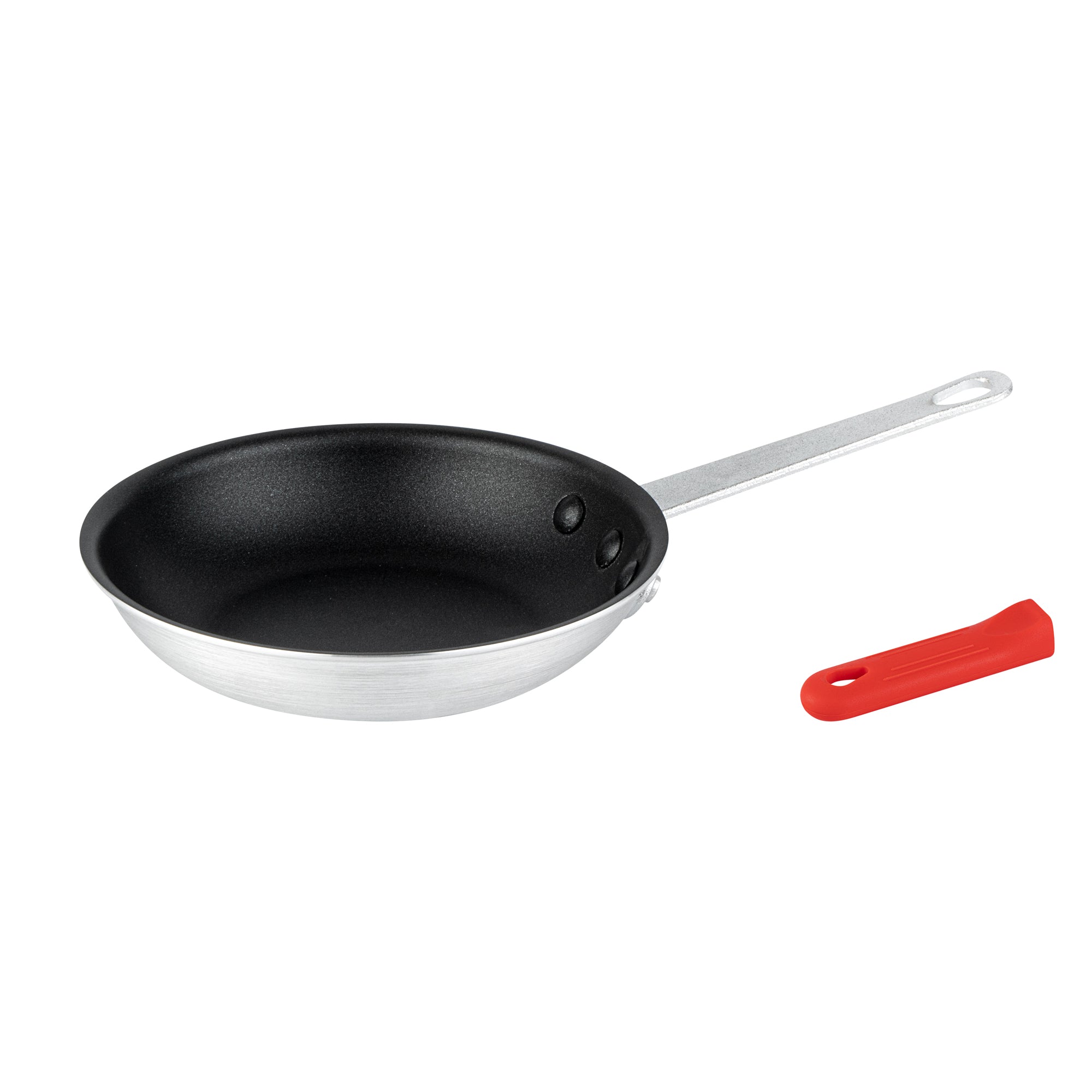 Met Lux 1 Aluminum 7" Non-Stick Fry Pan and 1 Red Silicone Pan Handle Sleeve