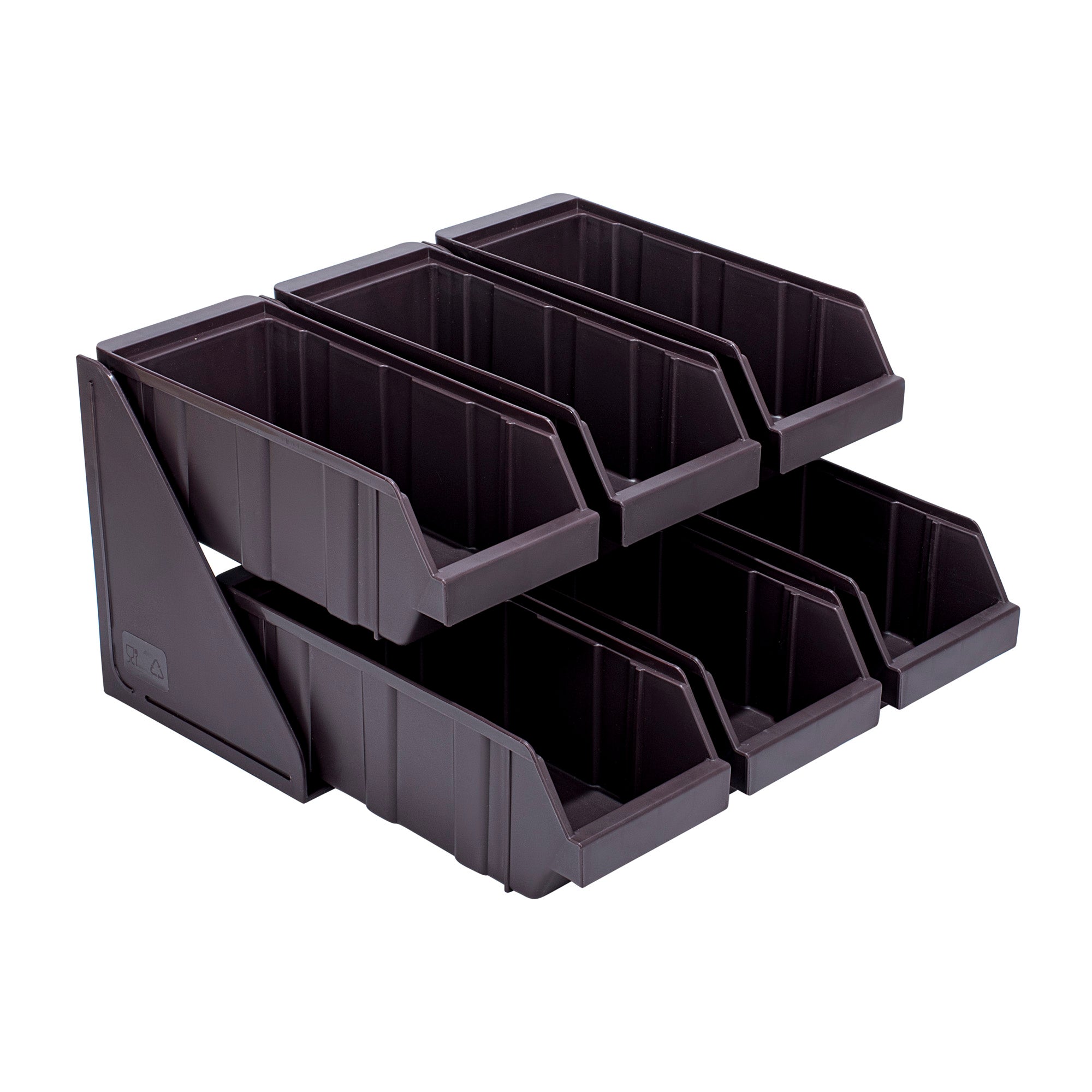 Met Lux 3 Brown 2-Tier Stands and 6 Condiment Bins and 8 Connector Clips