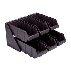 Met Lux 3 Brown 2-Tier Stands and 6 Condiment Bins and 8 Connector Clips
