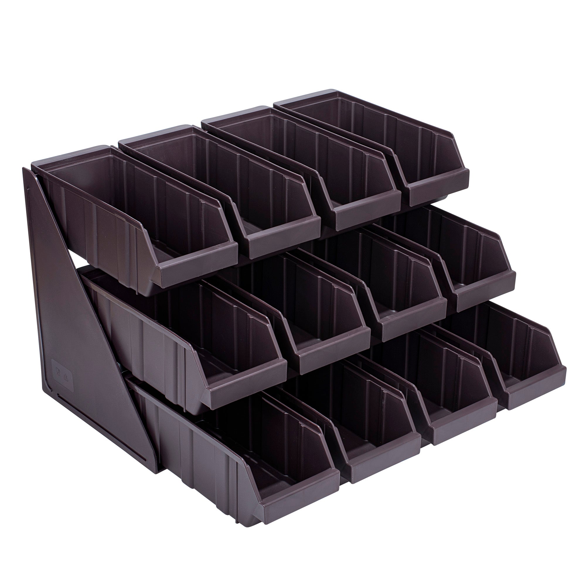 Met Lux 4 Brown 3-Tier Stands and 12 Condiment Bins and 12 Connector Clips