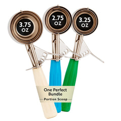 Met Lux 3-Piece Assorted Stainless Steel Portion Scoop Set - 2.75 oz, 3.25 oz, 3.75 oz - 1 count box