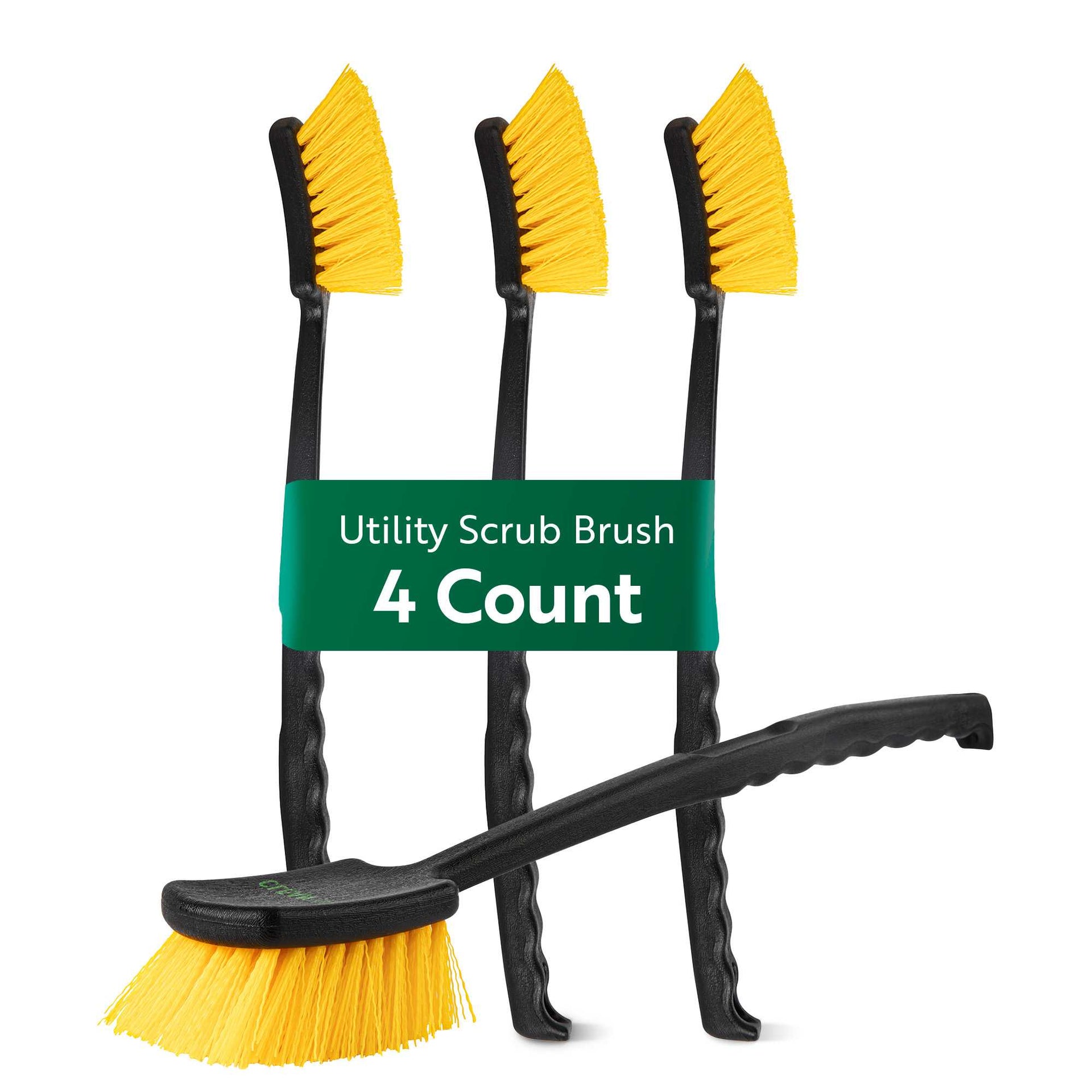 Bundle: 4 Clean Tek Professional 20 1/2" Black Plastic Utility Scrub Brush - with Yellow Bristles