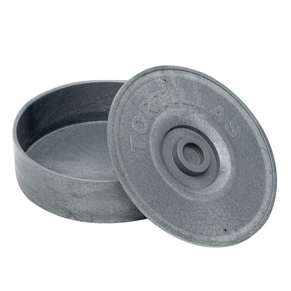 Bundle: Chef 101 2 Round Gray Plastic Tortilla Warmer / Server - 8 1/2" x 8 1/2" x 2 1/4"