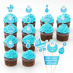 Top Cake Blue Paper Baby Shower Cake Topper - Boy - 3 1/2
