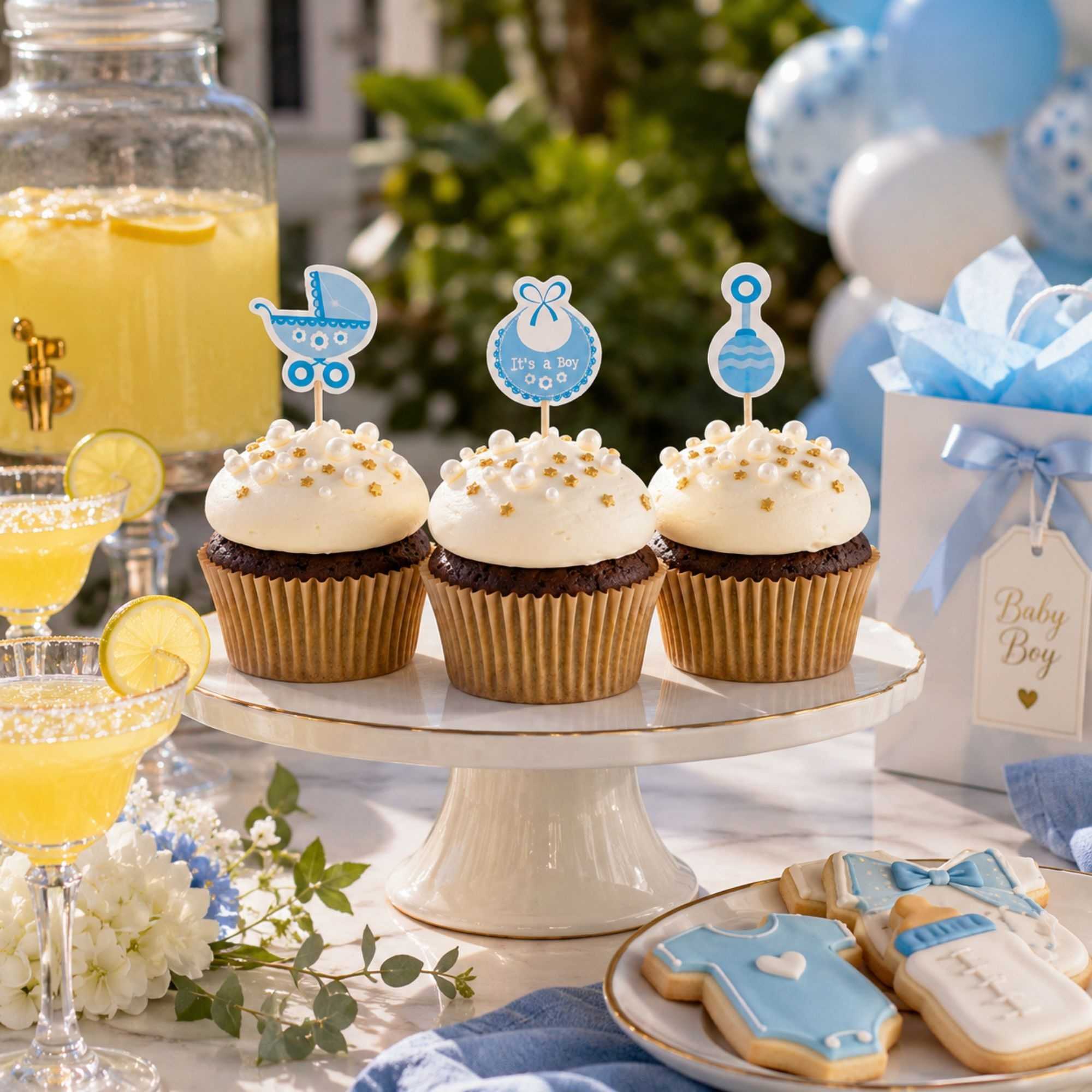Top Cake Blue Paper Baby Shower Cake Topper - Boy - 3 1/2" x 1 1/2" - 48 pieces