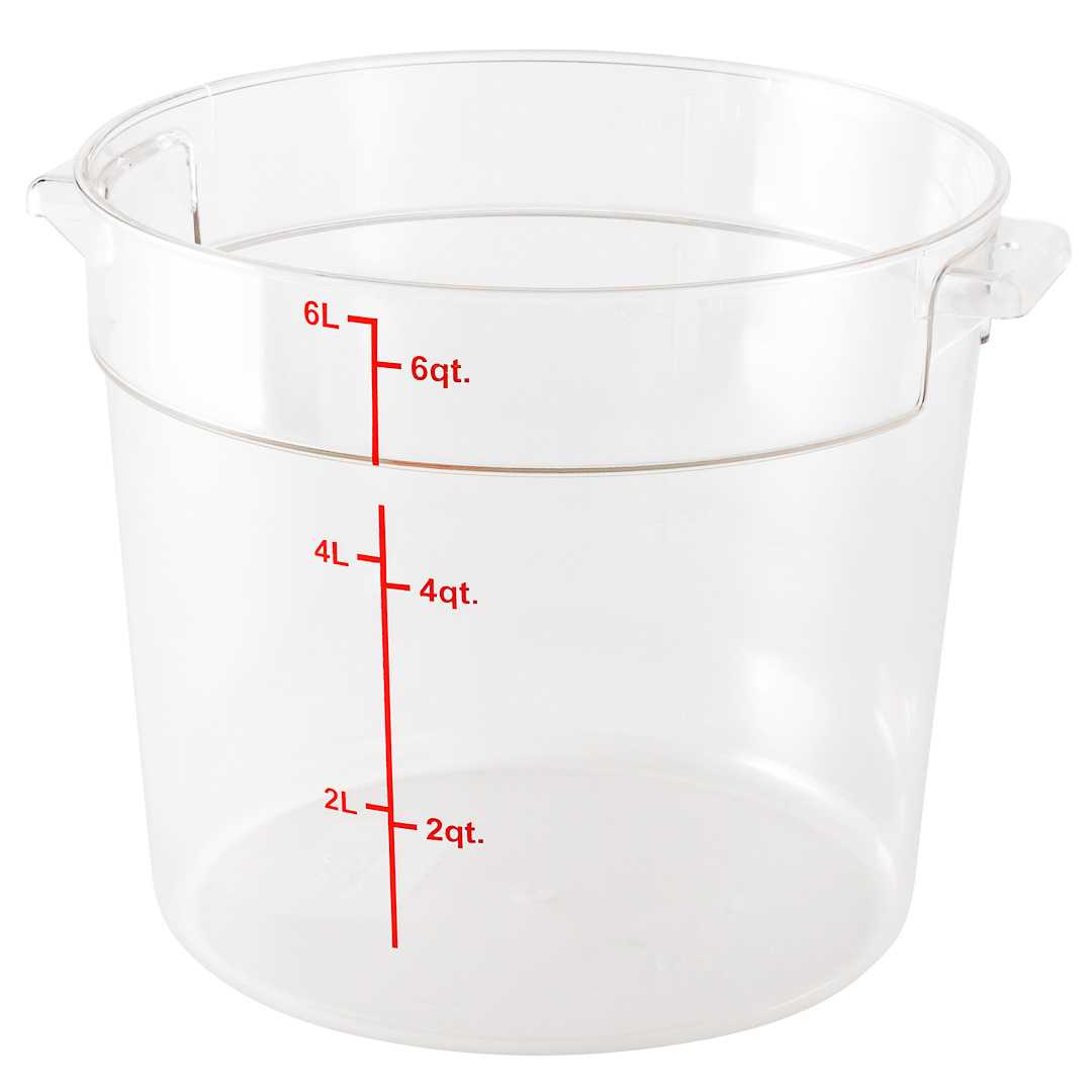 Met Lux 1 Round Clear Plastic Food Storage Container 6 qt and 1 Clear Plastic Container Lid - Fits 6 and 8 qt