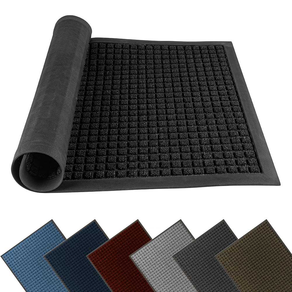 Comfy Feet Black Heavy-Duty Carpet Floor Mat - Waffle - 36" x 24" - 2 count box