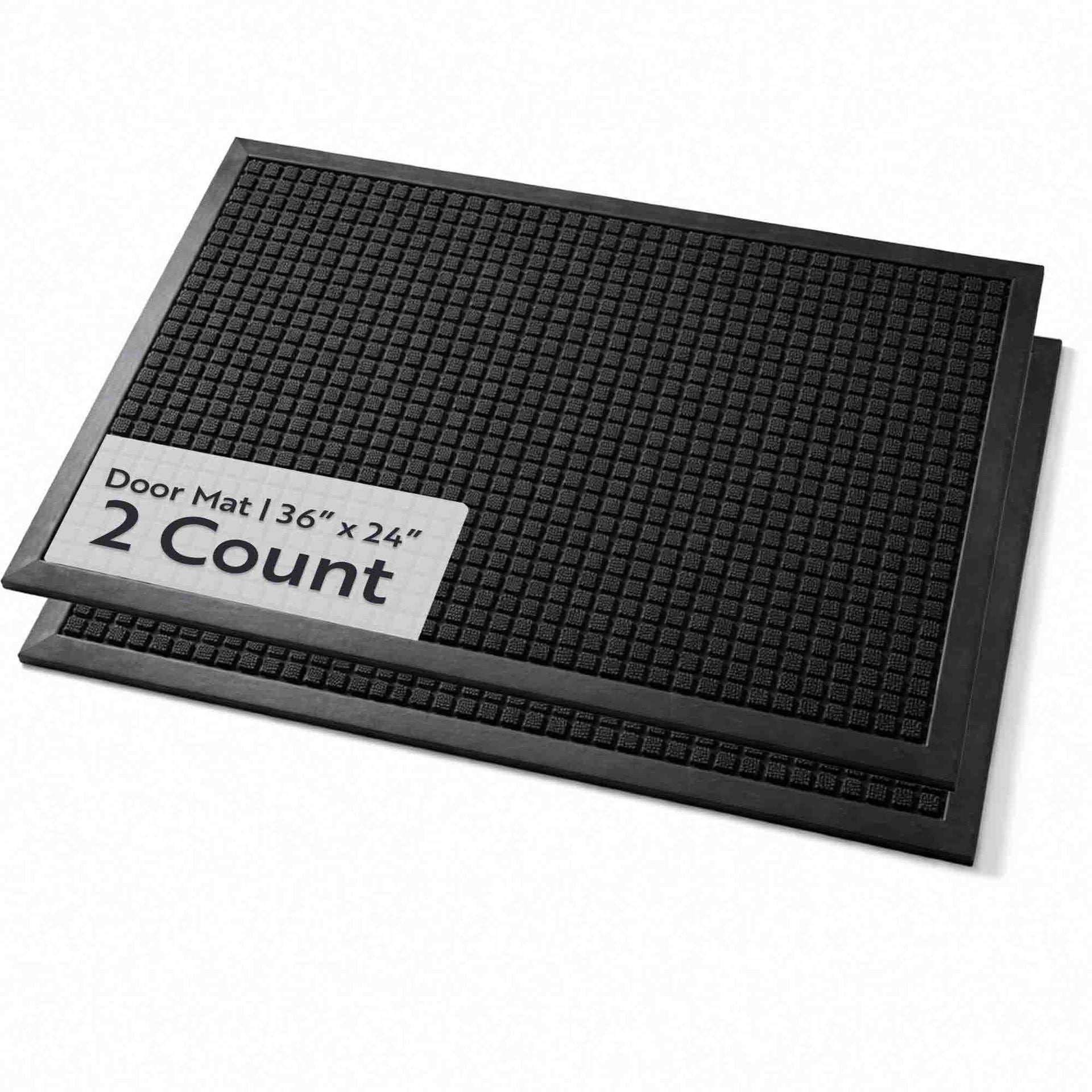 Comfy Feet Black Heavy-Duty Carpet Floor Mat - Waffle - 36" x 24" - 2 count box