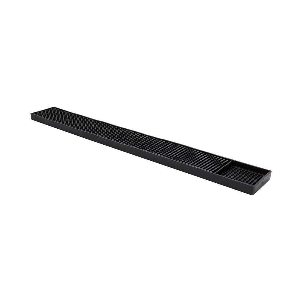 Bar Lux Black Rubber Bar Mat - No Spill, Drink Compartment - 23 3/4" x 3" x 3/4" - 2 count box