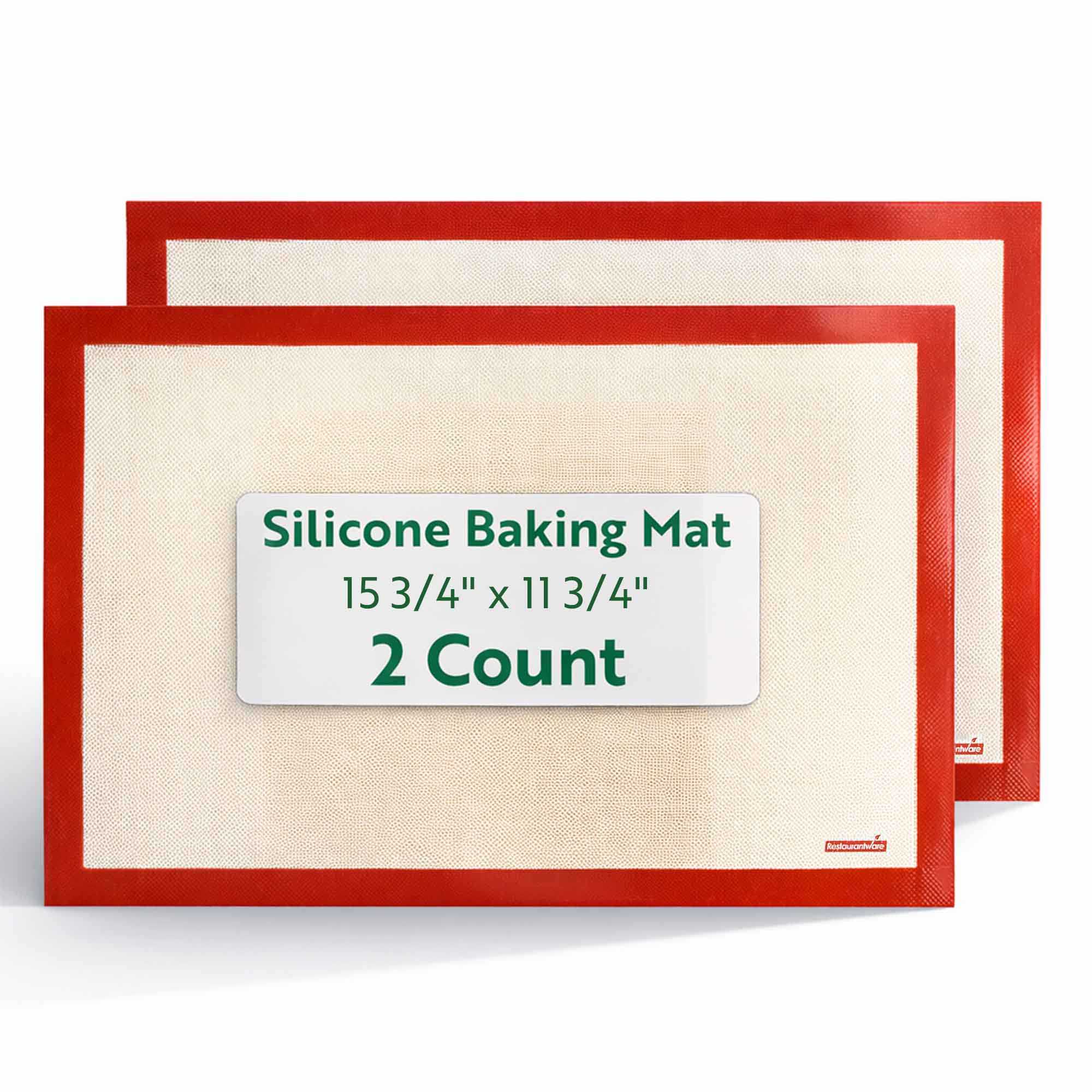 Pastry Tek Rectangle Tan and Red Silicone Half Size Baking Mat - Ultra Durable - 11 3/4" x 15 3/4" - 2 count box