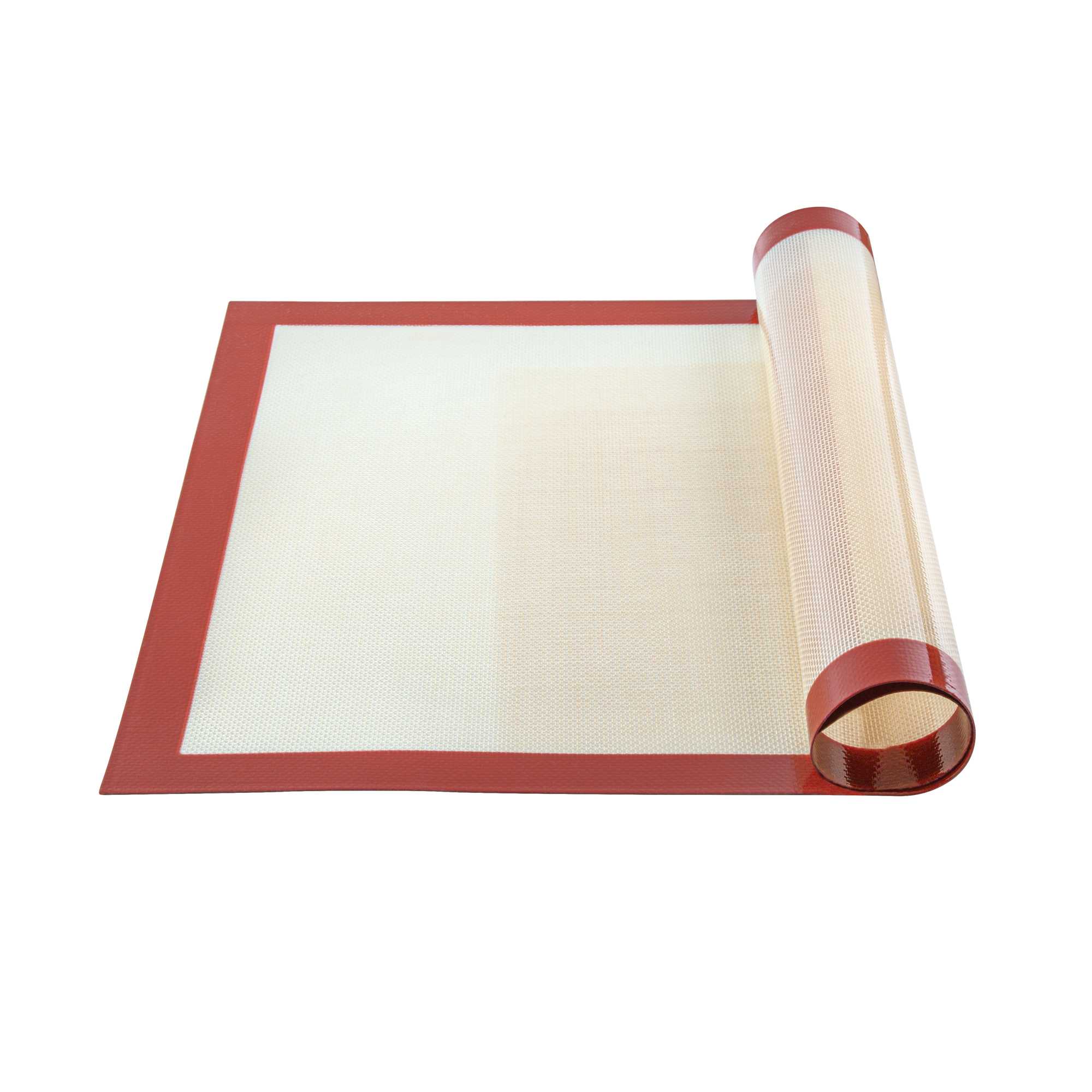 Pastry Tek Rectangle Tan and Red Silicone Full Size Baking Mat - Ultra Durable - 15 3/4" x 23 1/2" - 2 count box