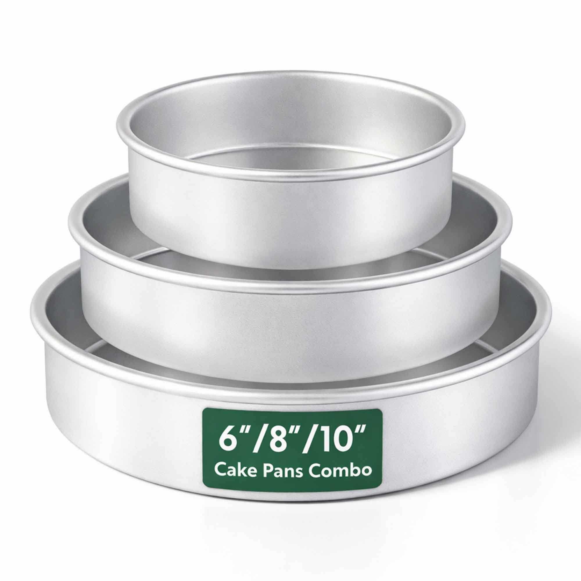 Met Lux 3-Piece Round Aluminum Straight-Sided Cake Pan Set - 10 Inch, 8 inch, 6 Inch - 1 count box