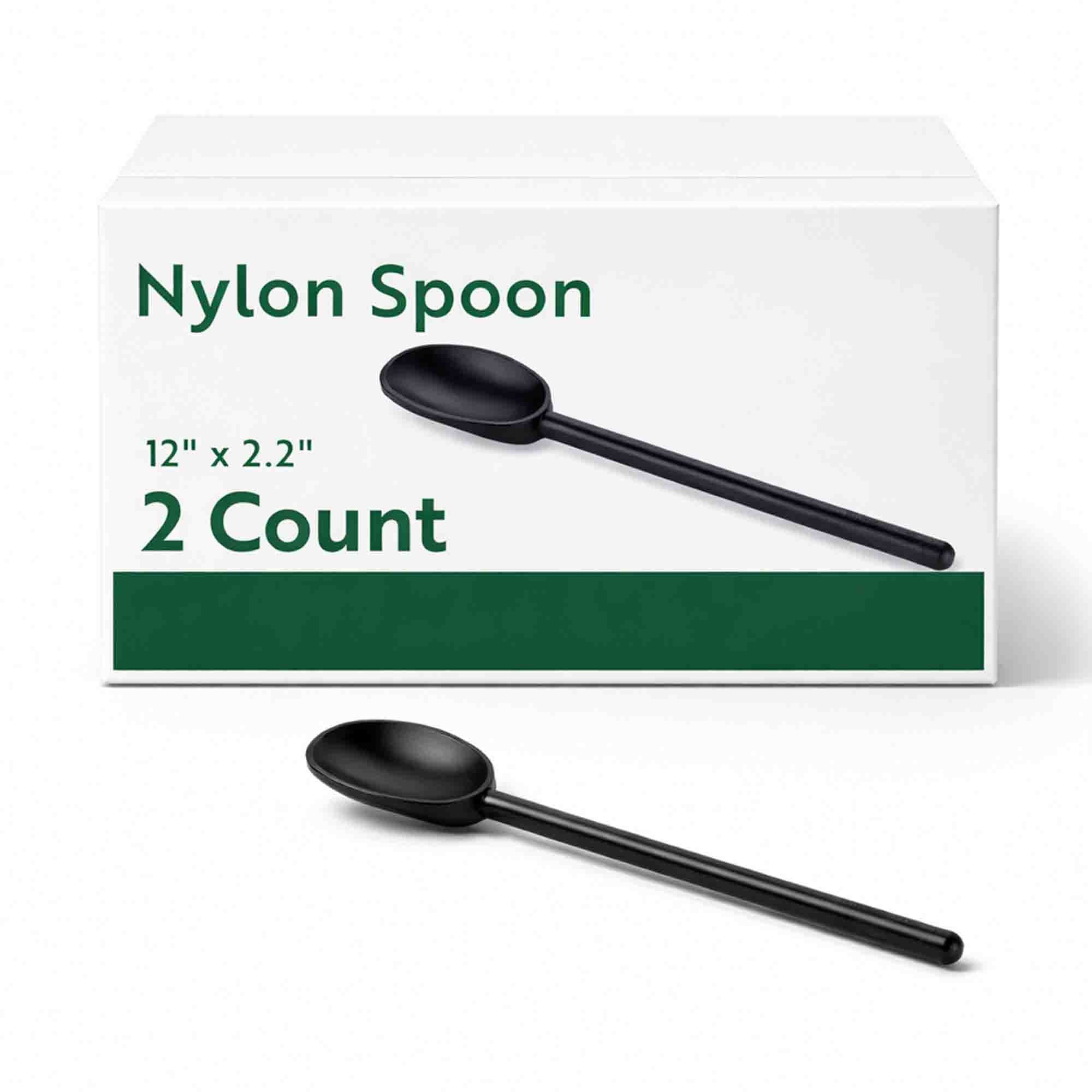 Met Lux Black Nylon High Heat Spoon - 12" x 2 1/4" x 1/2" - 2 count box