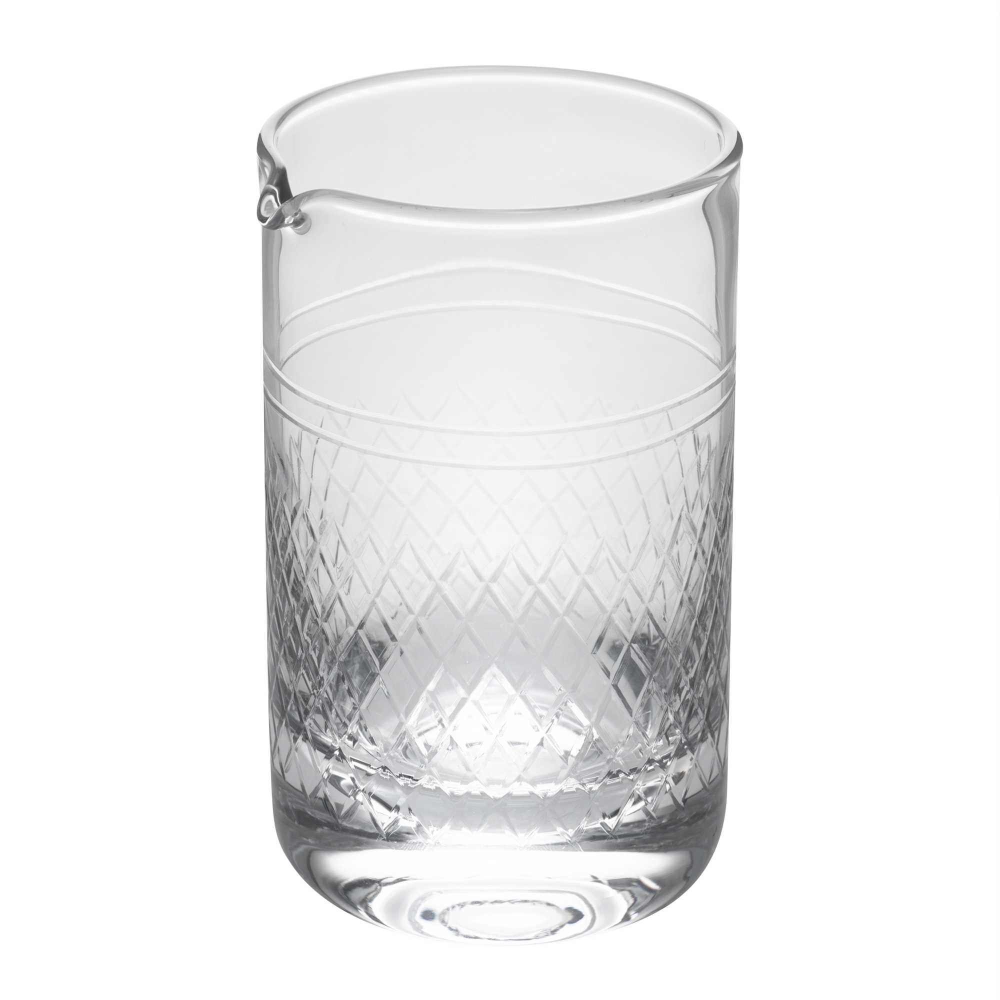Bar Lux 17 oz Cocktail Mixing Glass - Diamond Cut Pattern, Hand-Blown, Crystal - 3 3/4" x 3 1/2" x 5 3/4" - 4 count box