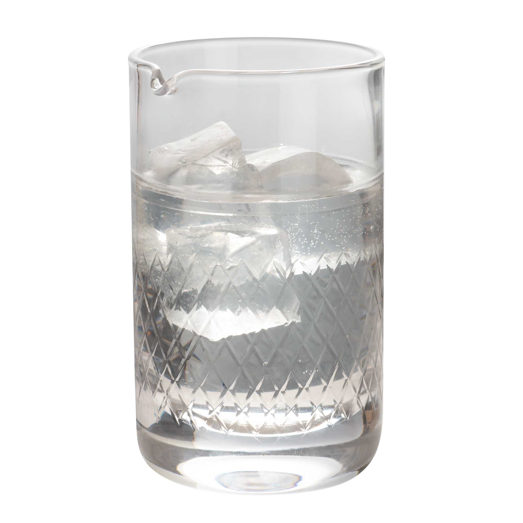 Bar Lux 17 oz Cocktail Mixing Glass - Diamond Cut Pattern, Hand-Blown, Crystal - 3 3/4" x 3 1/2" x 5 3/4" - 4 count box