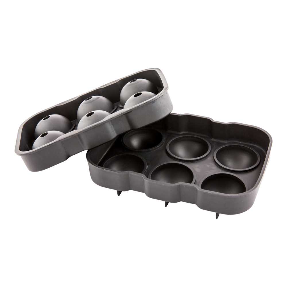 Bar Lux Black Silicone Ice Mold - 2" Sphere, 6 Compartments - 2 count box