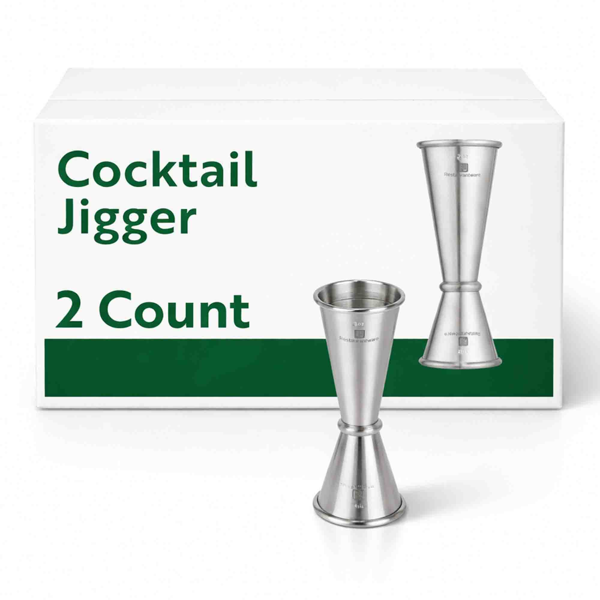 Bar Lux 1 oz / 2 oz Stainless Steel Jigger - Japanese Style, Brushed Finish - 2 count box