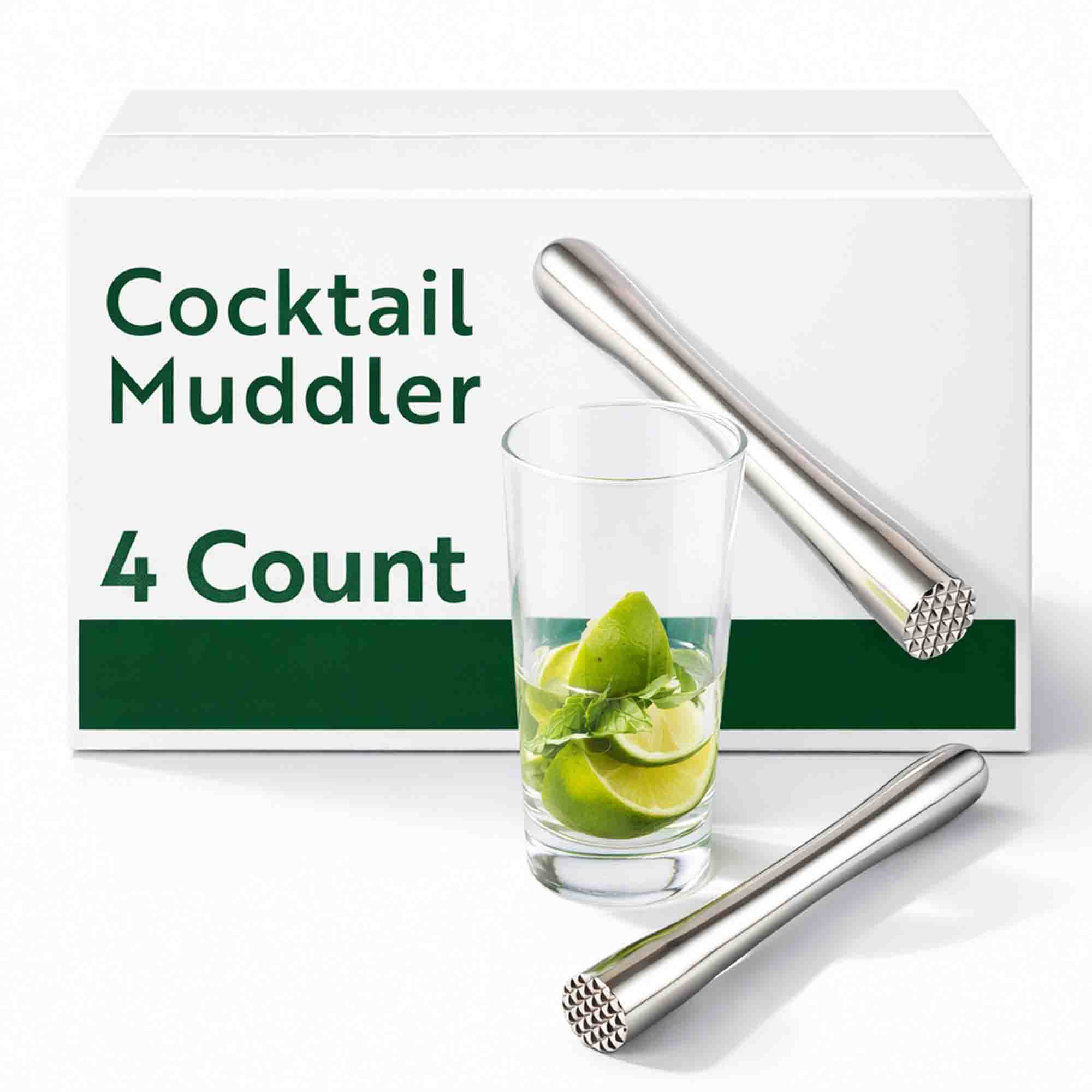Bar Lux Stainless Steel Muddler - 8 1/4" x 3/4" x 3/4" - 4 count box