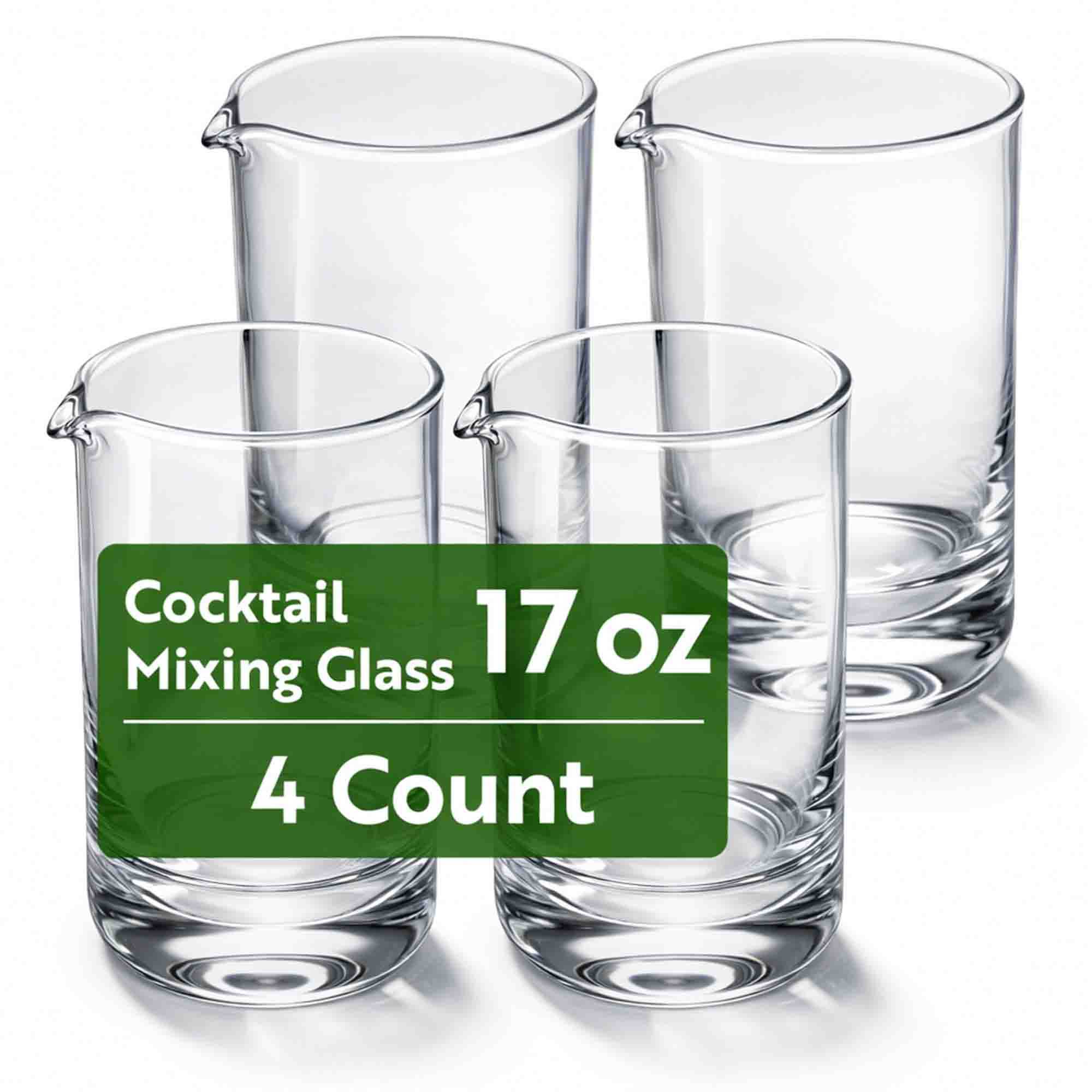 Bar Lux 17 oz Cocktail Mixing Glass - Hand-Blown, Crystal - 3 3/4" x 3 1/2" x 5 3/4" - 4 count box