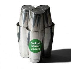 Bar Lux 2-Piece Stainless Steel Cocktail Shaker Tin Set - 16 oz & 24 oz, Weighted, Mirrored Finish - 3 count box