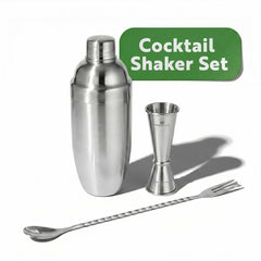 Bar Lux 3-Piece Stainless Steel Cocktail Shaker Set - 24 oz Cobbler Shaker, 1 oz / 2 oz Jigger, 12