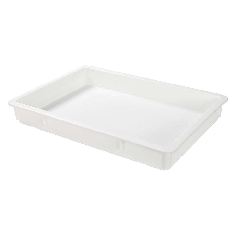 Pizzaly Rectangle White Plastic Pizza Dough Proofing Box - with Lid - 26" x 18" x 3" - 2 count box