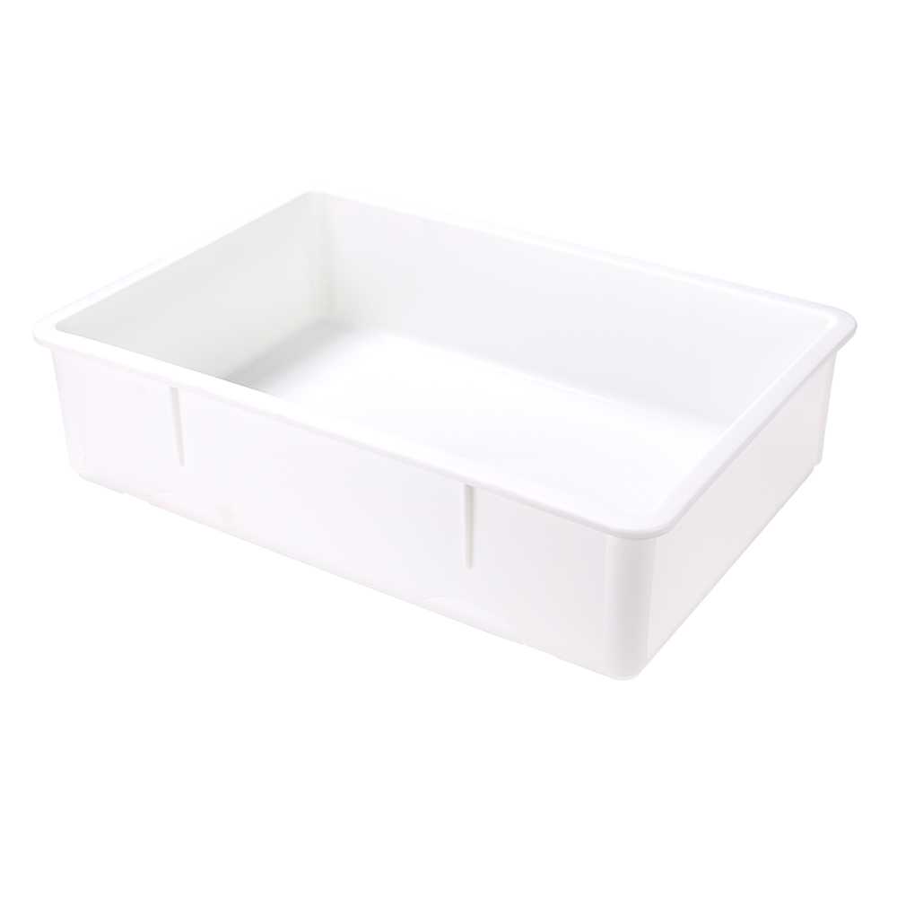 Pizzaly Rectangle White Plastic Pizza Dough Proofing Box - with Lid - 26" x 18" x 6" - 2 count box