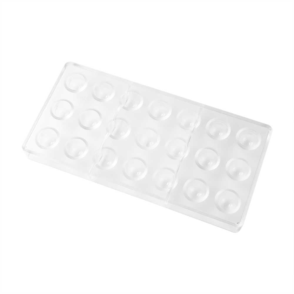 Pastry Tek Assorted Polycarbonate Candy / Chocolate Mold Set - Half Sphere, Berry, and Diamond, 21 Compartments - 1 count box