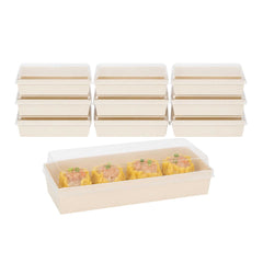 Taipei 18 oz Rectangle Poplar Long Straight Container - with Clear Plastic Lid - 7 1/4