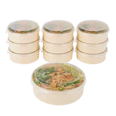 Taipei 33 oz Round Poplar Large Container - with Clear Plastic Lid - 6 3/4