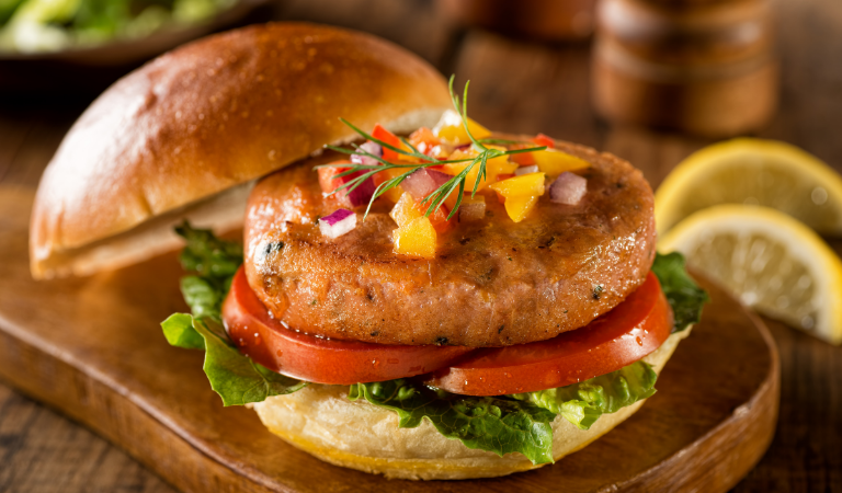 open face salmon burger