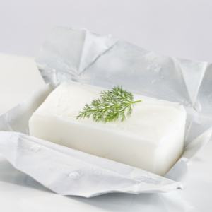 Lard block with wrapper