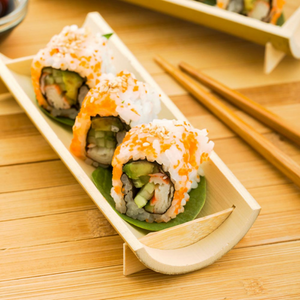 Sushi on bamboo boat