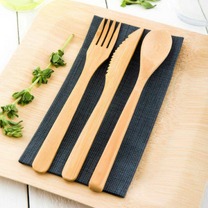 Bamboo cutlery on table