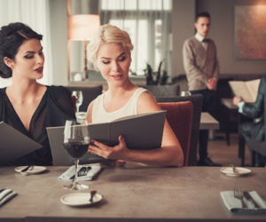 Customers browsing the menu