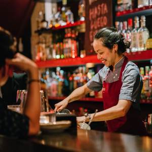 bartender smiling