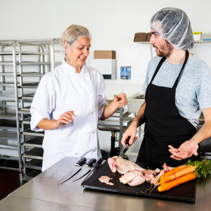 Cooks talking in the kitchen