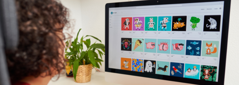 NFT images on computer screen