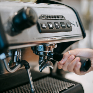 Portafilter in machine