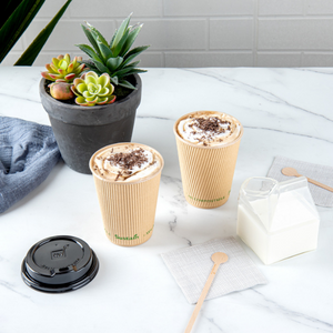 compostable coffee cups with coffee