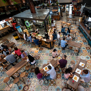 people in a food hall